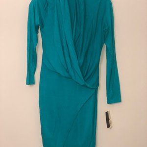 loveappella Teal drape front tunic dress